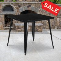 Flash Furniture CH-51040-29-BK-GG 31.75'' Square Black Metal Indoor-Outdoor Table 